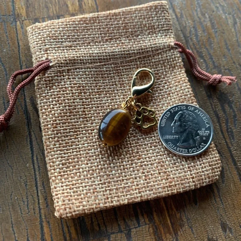2/20$ Tigers Eye Crystal Pet Charm Pet Collar Charm Crystal Dog Collar